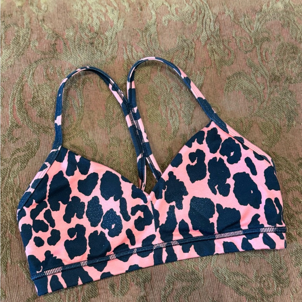 Coral leopard print Fleo workout bra. Size small.